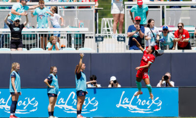 Debinha celebrates after scoring a goal on May 10 2025.